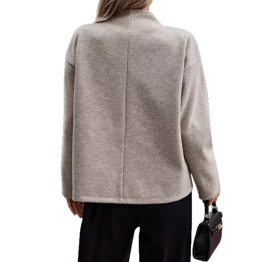 Elegant wool jacket for women with a chic look featuring a double-breasted button row Lune London