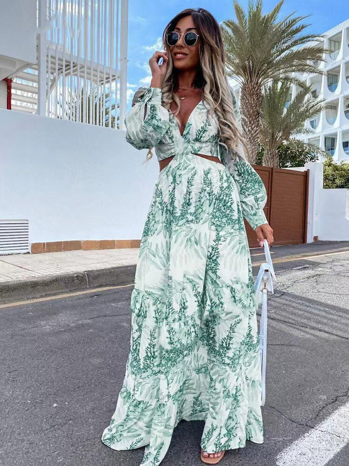 Maxi dress for women with floral details and an elegant cut Lune London