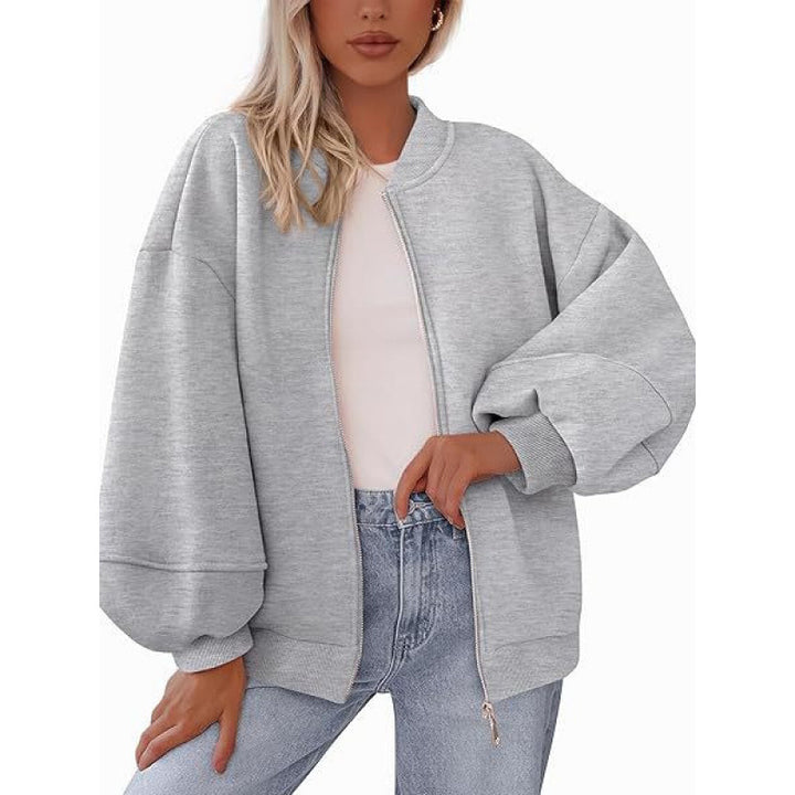 Lune London oversized casual jacket for women with zipper and balloon sleeves