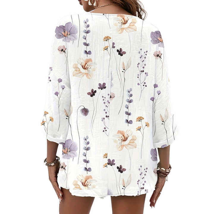 Casual blouse for women with floral print and button closure Lune London