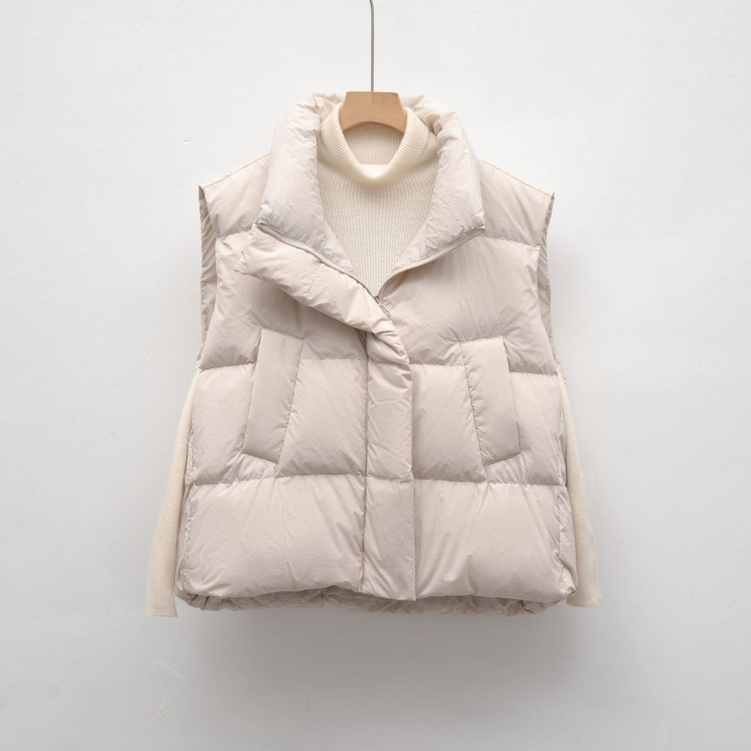 Women's down vest with high collar and practical pockets Amarae