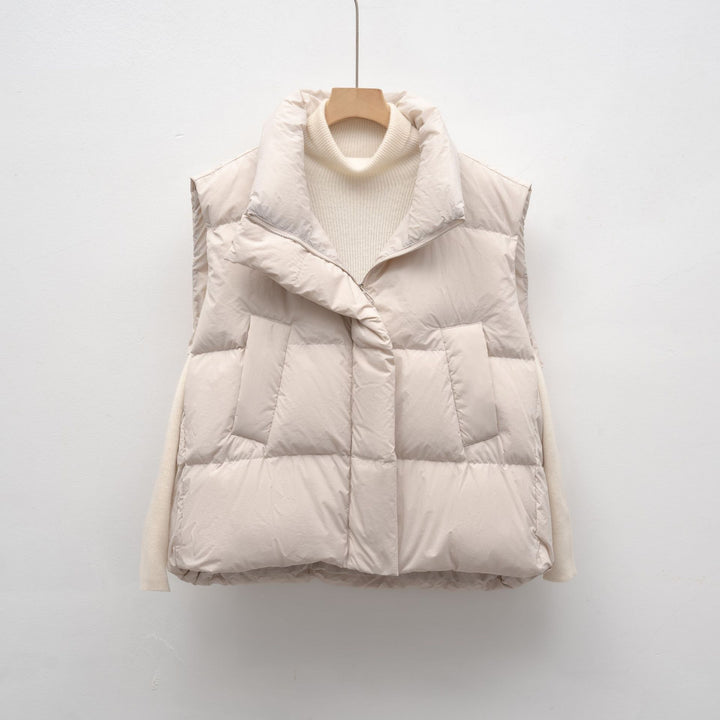 Women's down vest with high collar and practical pockets Amarae