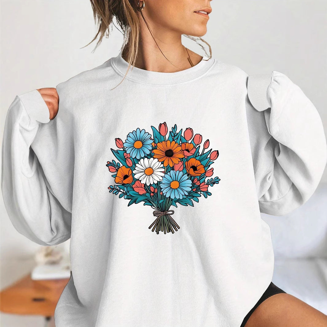 Sweatshirt surdimensionné pour femmes avec détails graphiques floraux Chic & Stil