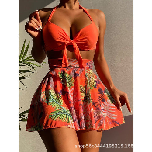 Bikini for women in lightweight floral fabric with skirt Amarae