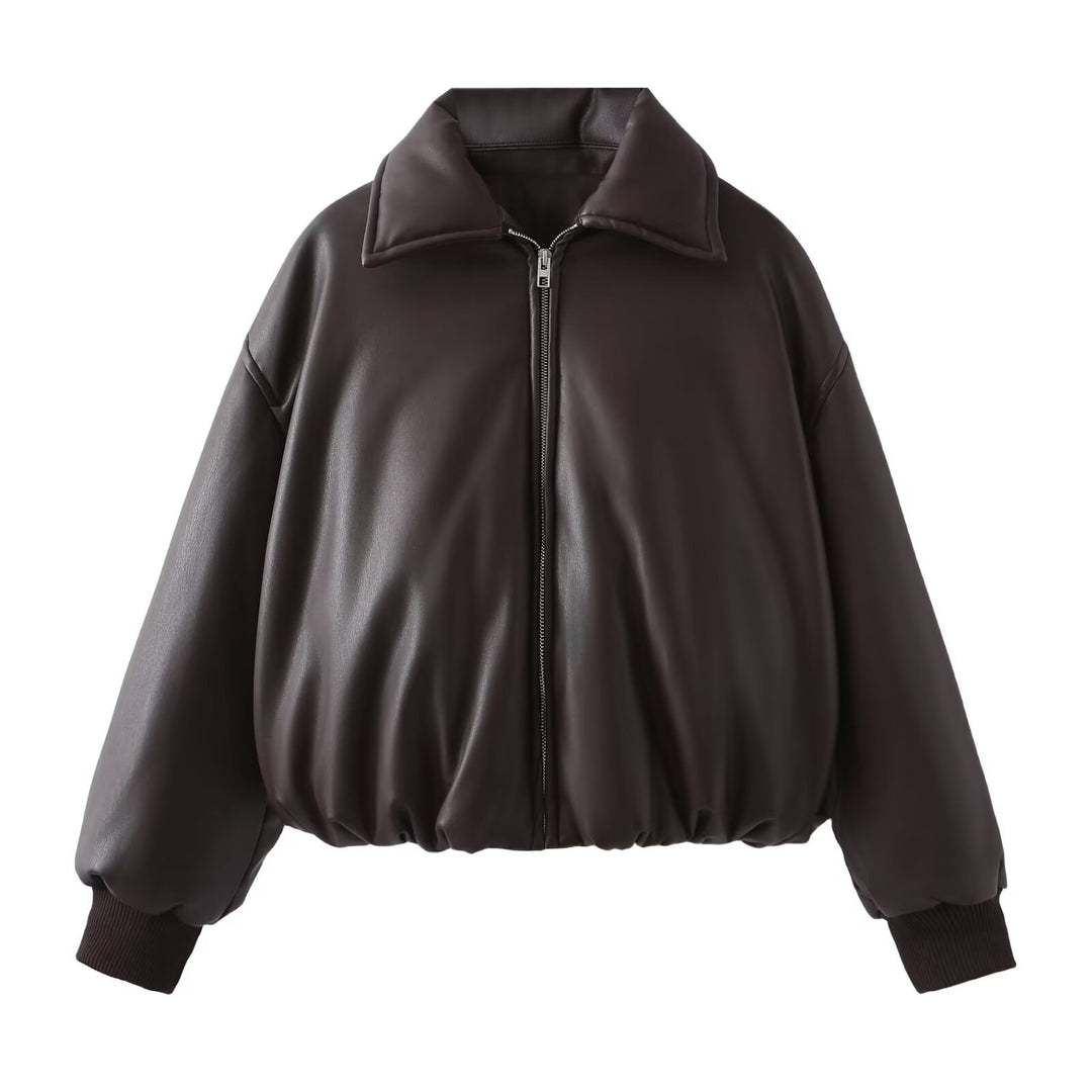 Trendy short jacket for women in high-quality synthetic leather Lune London