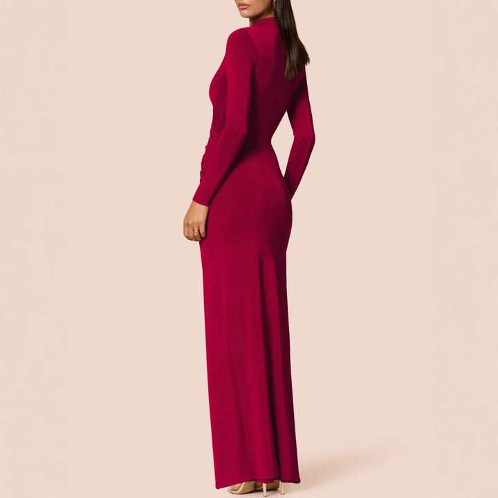 Ladies Elegant Maxi Dress with Bodycon Fit and High Slit Lune London