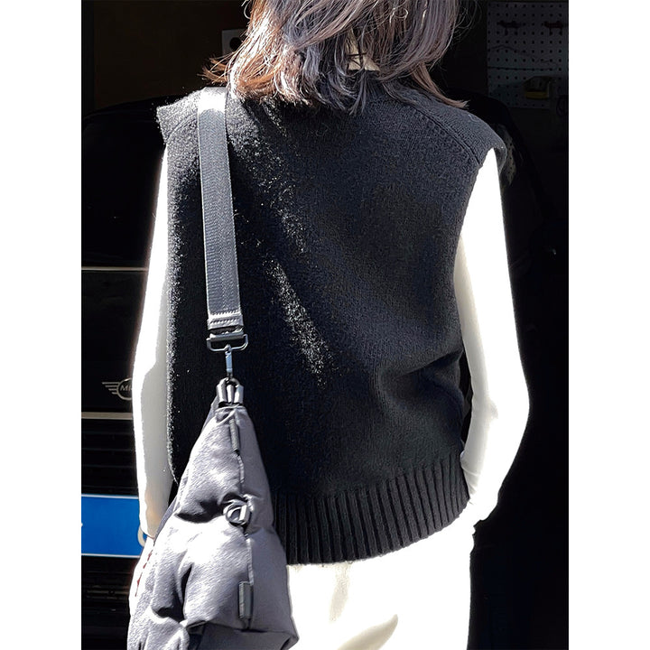 Women's Sleeveless Fine Knit Vest with V-Neck and Ribbed Hem Amarae
