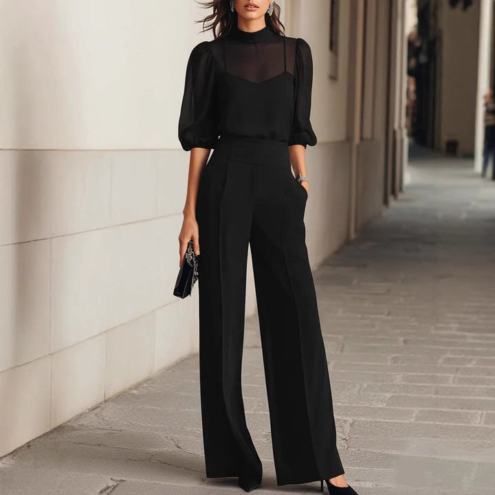Women's elegant blouse set with wide legs and transparent sleeves Lune London
