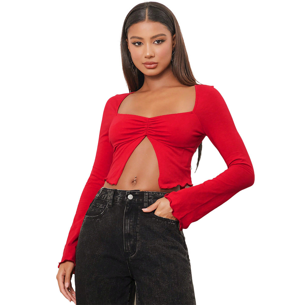 Brassière femme avec des éléments de gathering charmants et des manches longues Chic & Stil