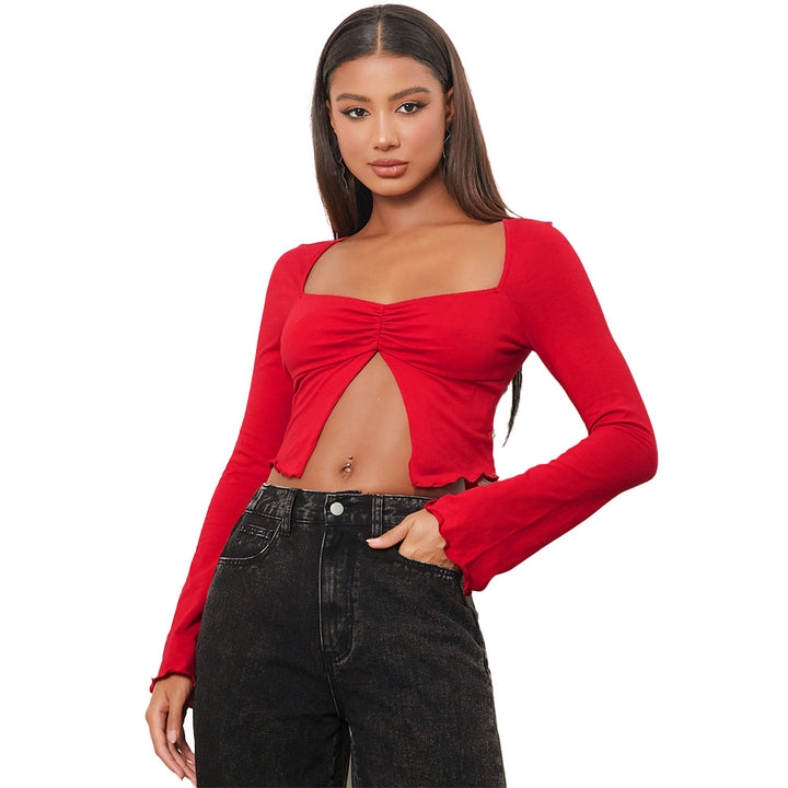 Brassière femme avec des éléments de gathering charmants et des manches longues Chic & Stil
