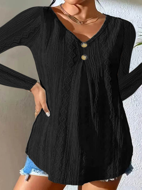 Long sleeve shirt for women with textured design and button details Lune London