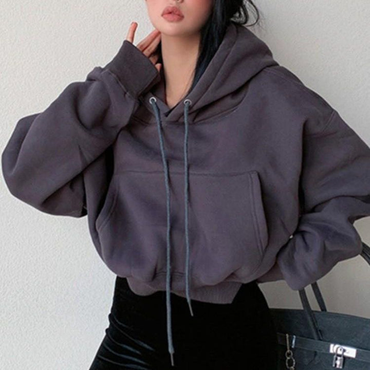 Ladies sweat-crop hoodie with kangaroo pocket Lune London