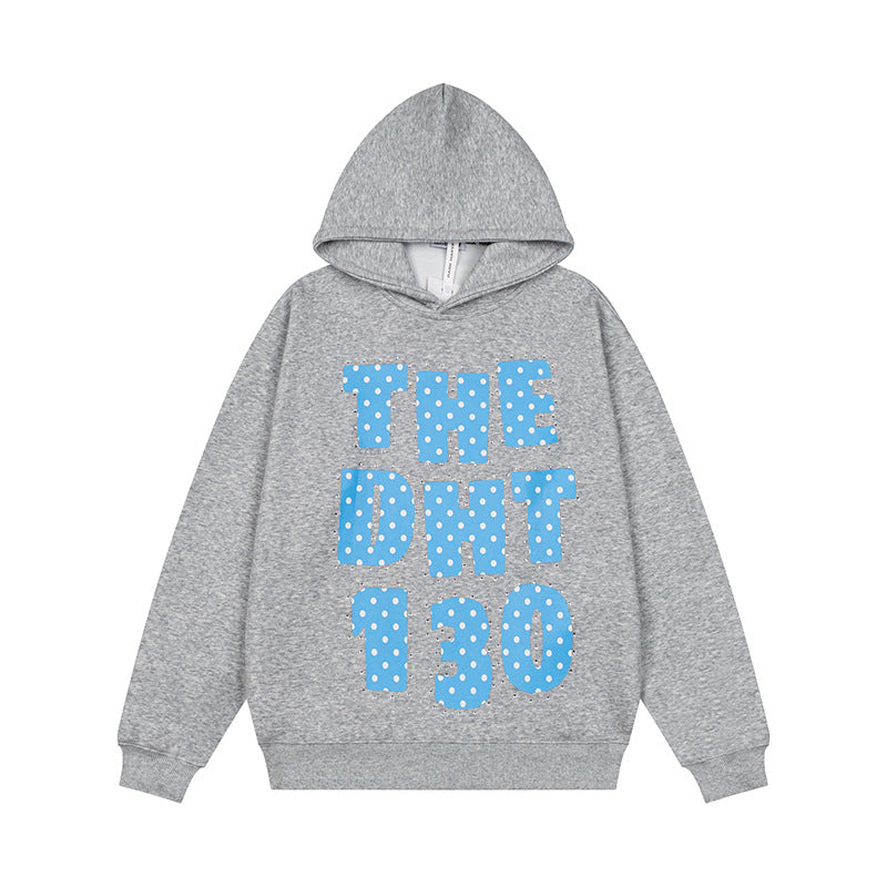 Unisex Oversize Hoodie with Statement Print and Polka Dot Application Amarae