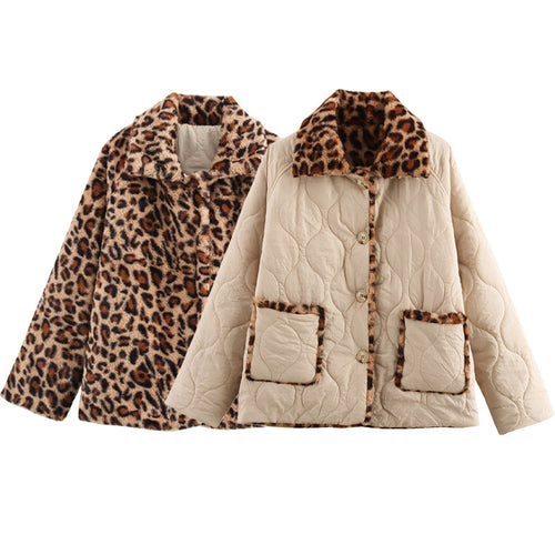Quilted jacket for women with faux fur collar and practical pockets Amarae