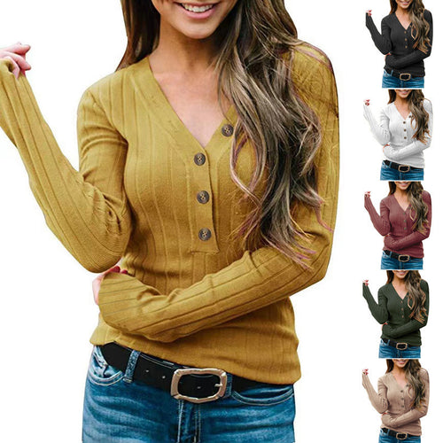 Long sleeve women's pullover with button closure Amarae