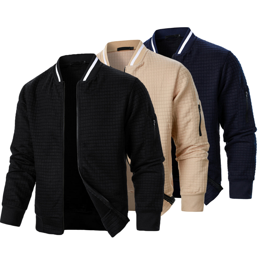 Quilted bomber jacket for men with functional zip pockets Lune London