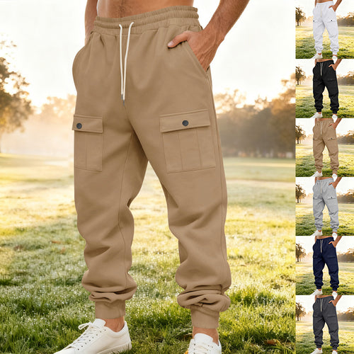 Men's Cargo Jogging Pants with Elastic Waistband and Functional Pockets Amarae