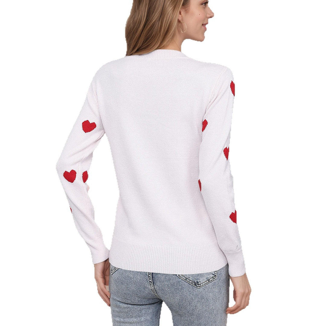 Pull en tricot pour dames avec motif cœur et texture fine Chic & Stil