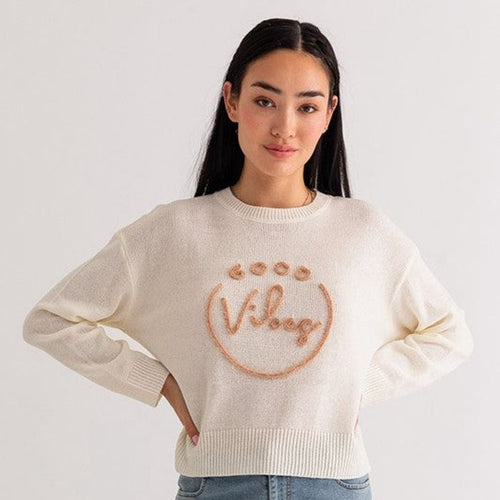 Casual knitted sweater for women with flocked inscription Amarae