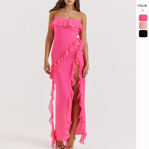Ladies evening dress in elegant ruffle style