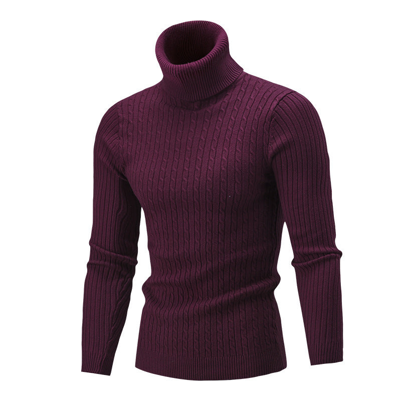 Men's Turtleneck Sweater In Classic Ribbed Pattern Lune London