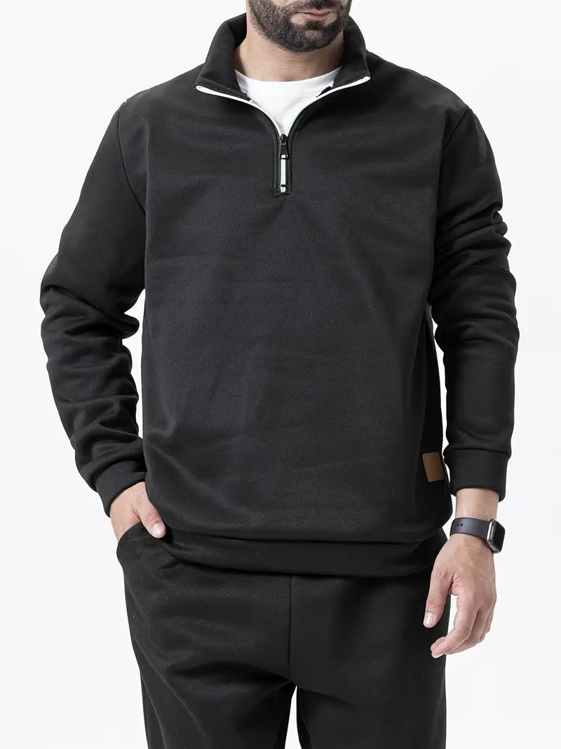 Men's fleece pullover with half zipper Lune London