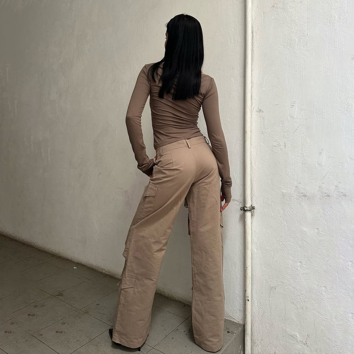 Long sleeve t-shirt for women with a relaxed fit and tie details Lune London