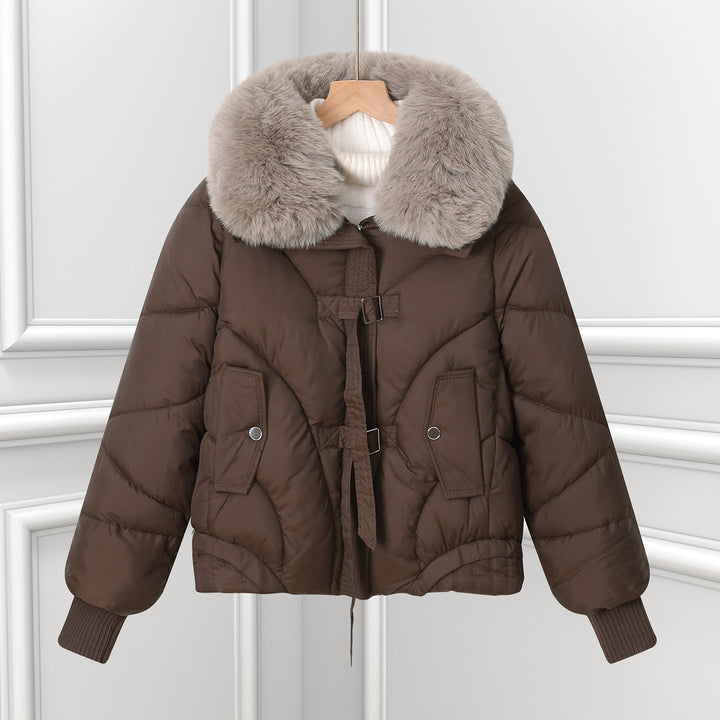 Ladies Winter Down Jacket with Luxurious Faux Fur Collar and Practical Pockets Lune London