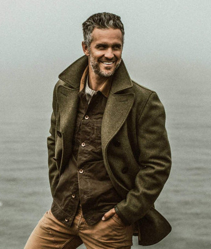 Elegant wool coat for men with double-breasted buttons and soft inner lining Amarae