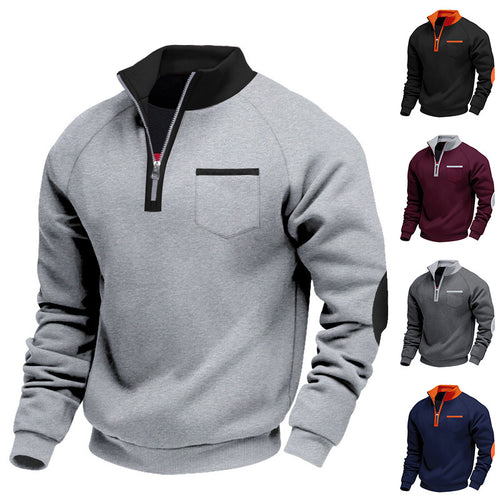 Men's sweatshirt with high collar and practical pockets Amarae