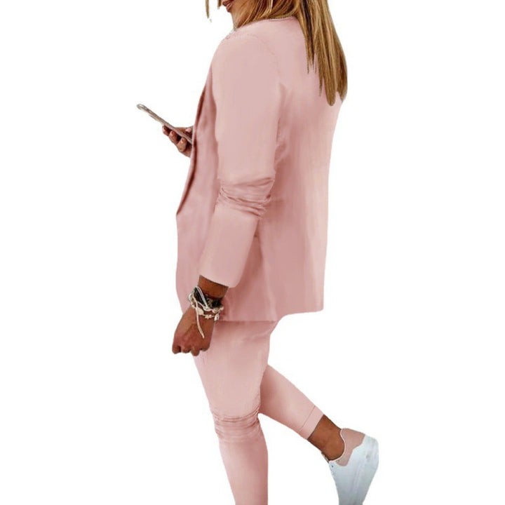 Women's Two-Piece Stretch Jersey Blazer Set with Drawstring Jogging Pants Amarae