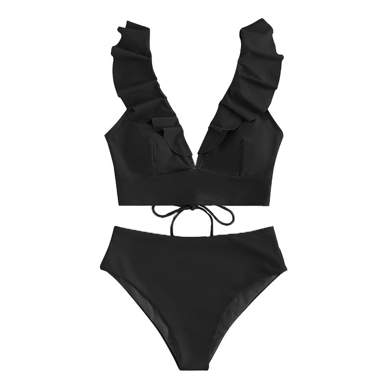 Ladies Ruffle V-Cut Swimsuit Set Lune London