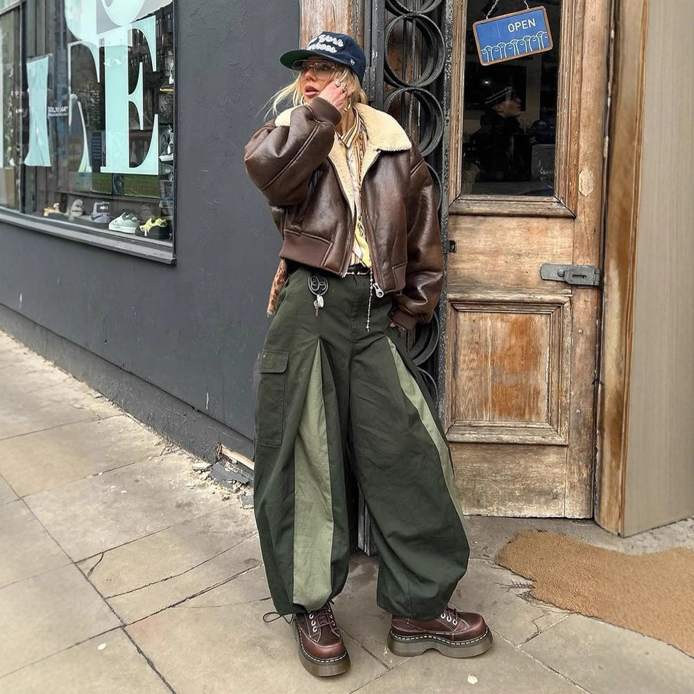 Ladies short cut pilot jacket with teddy lining and oversized sleeves Amarae