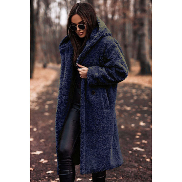 Comfortable teddy coat for women with hood and button closure Lune London