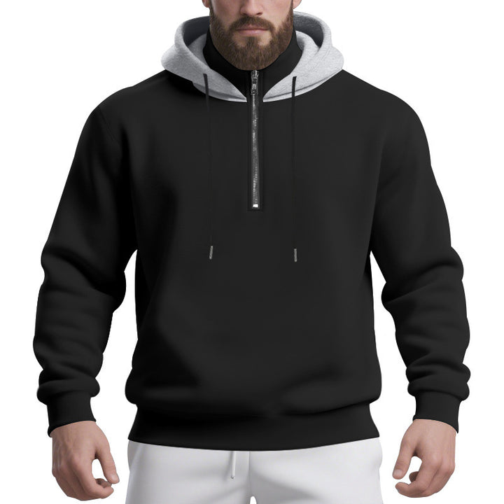 Sporty hoodie for men with half-zipper and breathable fabric Lune London
