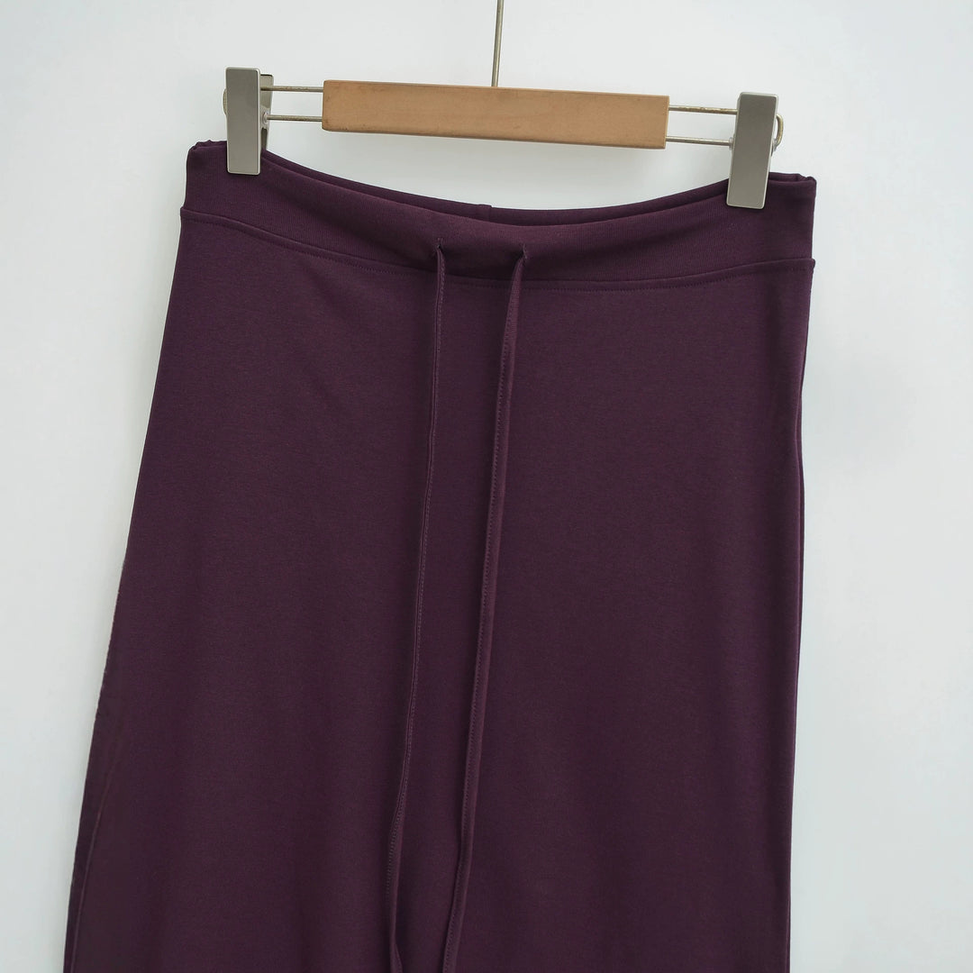 Women Jersey Midi Skirt with High Waist, Drawstring and A-Line Cut Amarae