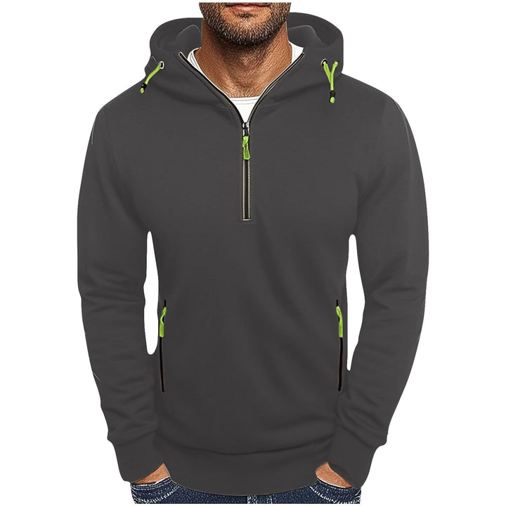Men's fashionable hoodie with two pockets and half-zip Lune London