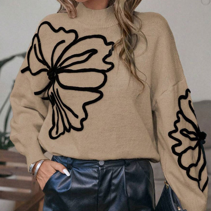 Pull en tricot pour femmes avec design floral 3D Chic & Stil