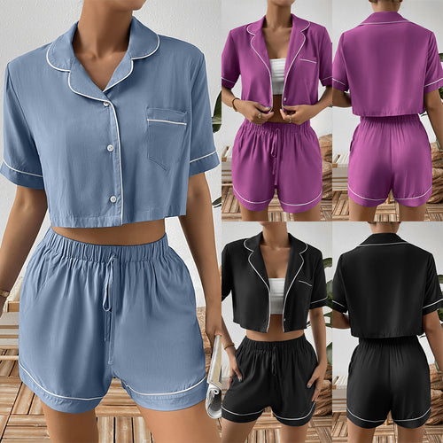 Women casual short sleeve pajama set with elastic waistband Amarae