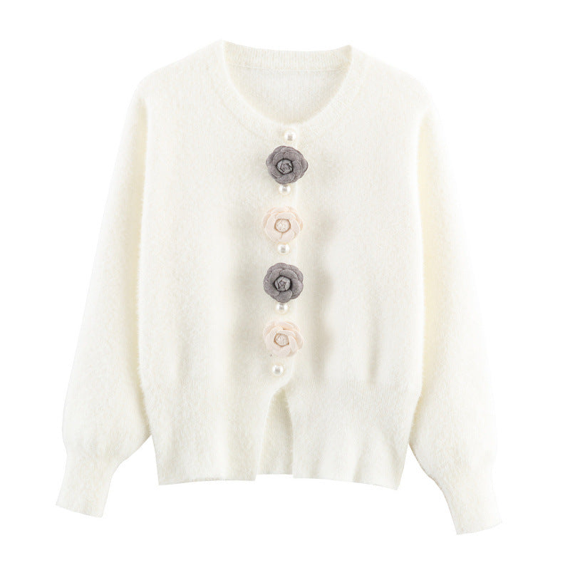 Ladies stylish cardigan with unique floral appliqués Lune London