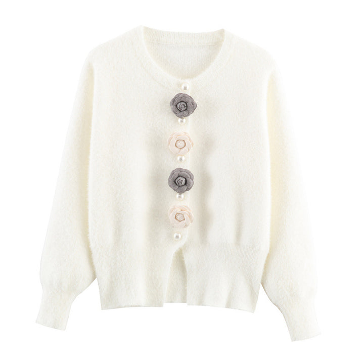 Ladies stylish cardigan with unique floral appliqués Lune London