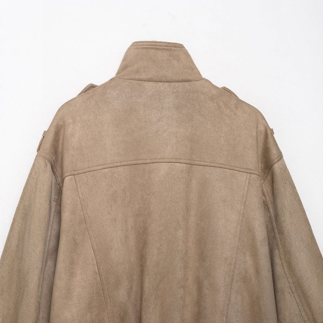 Women's field bomber jacket in suede look with high collar, flap pockets and epaulettes Amarae