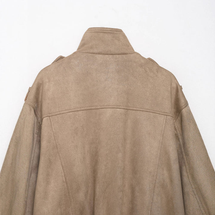 Women's field bomber jacket in suede look with high collar, flap pockets and epaulettes Amarae