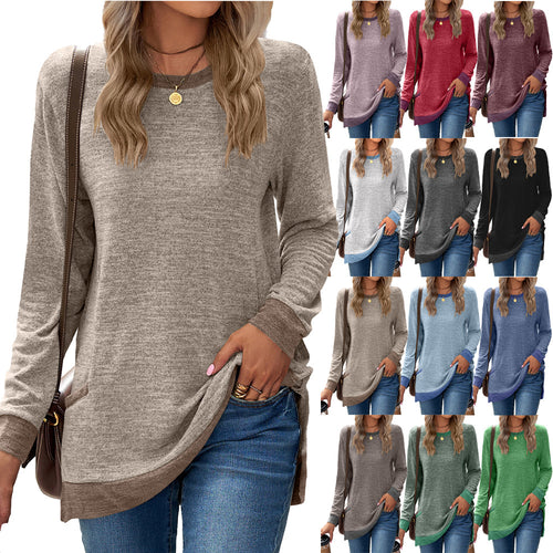 Long sleeve t-shirt for women with contrasting details and side pockets Amarae
