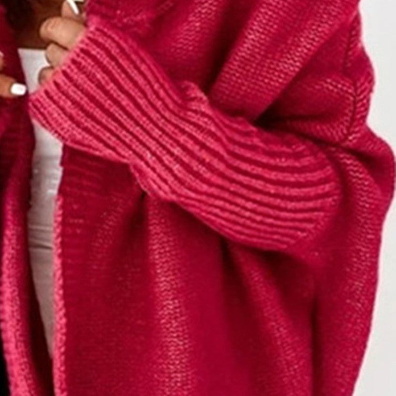 Ladies Casual Knit Sweater with Open Front and Fine Texture Lune London