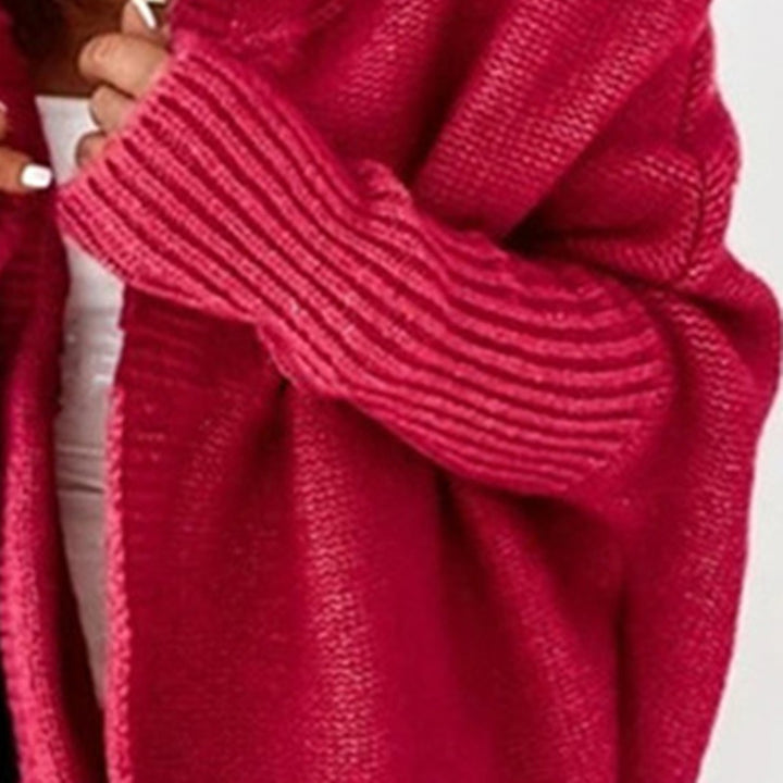 Ladies Casual Knit Sweater with Open Front and Fine Texture Lune London