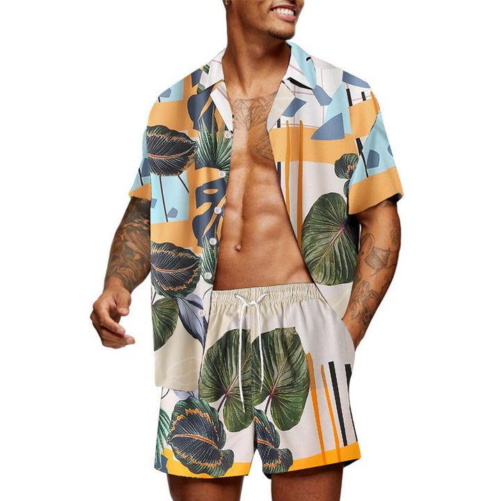 Leisure shirt for men and shorts set with colorful floral pattern Lune London