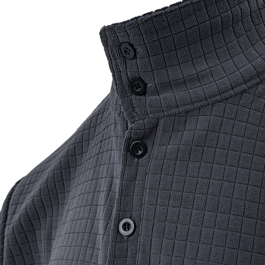 Men's Long Sleeve Polo with Structured Surface Lune London