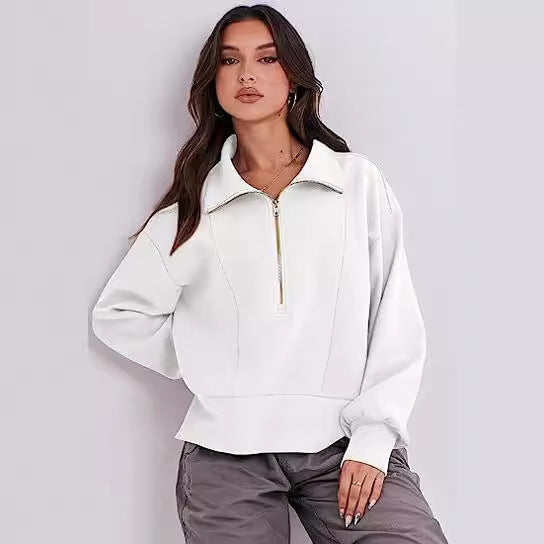 Women’s fleece sweatshirt with zipper and relaxed fit Amarae