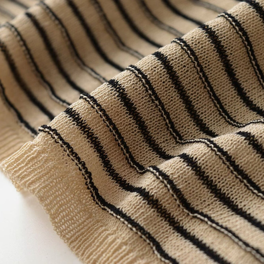 Women’s Oversized Striped Fine Knit Sweater with Wide Boat Neck